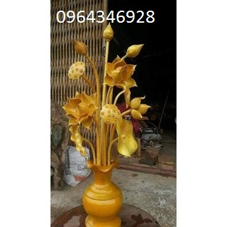 bình hoa sen gỗ xà cừ giả mít