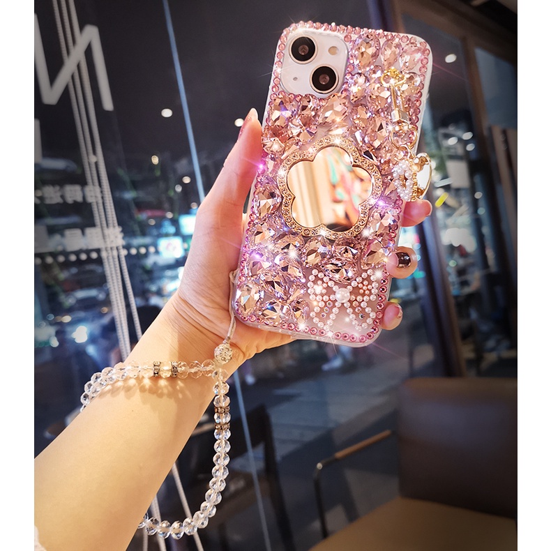 Ốp Điện Thoại Đính Đá Lấp Lánh Có Dây Đeo Cho Xiaomi Redmi Note 11 Pro 11s 10 10s 9s 9 8 4G 9A 9C 9T POCO X3