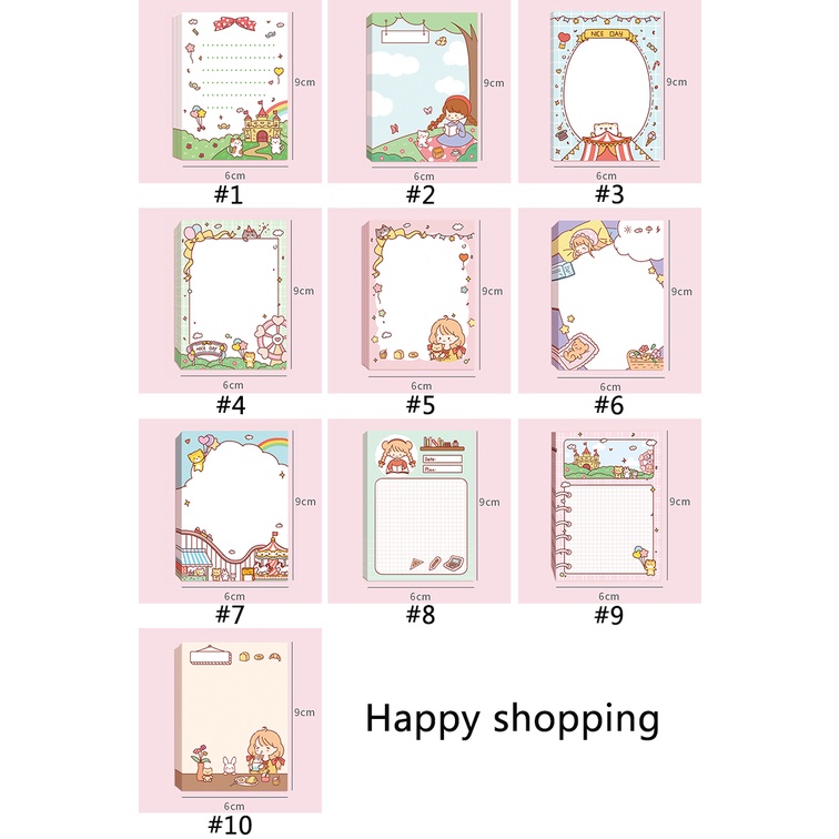 Set 100 Tờ Giấy Ghi Chú Họa Tiết Hoạt Hình Dễ Thương