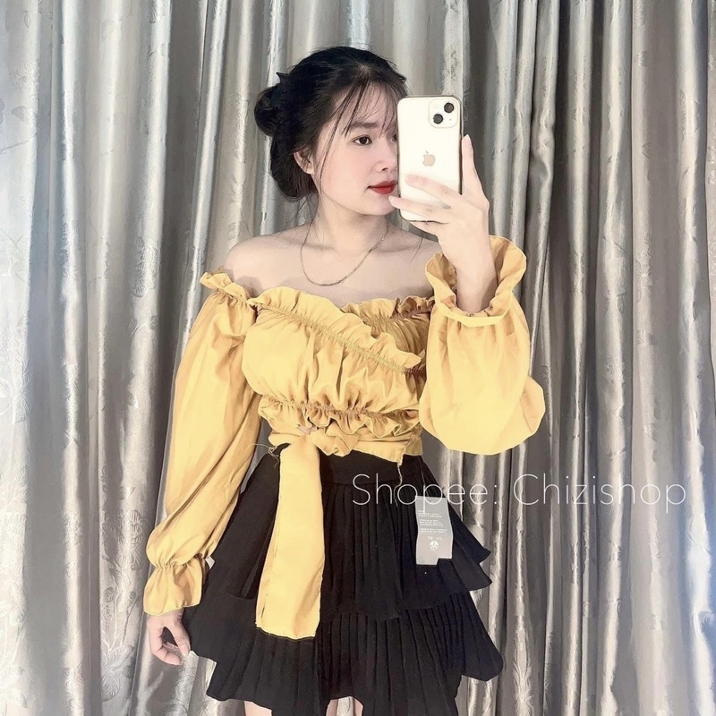 🌱 ÁO CHÉO DIỀN BÈO TAY DÀI CỘT EO XINH XẮN NHIỀU MÀU, kèm ảnh thật 🌱Chizi Shop
