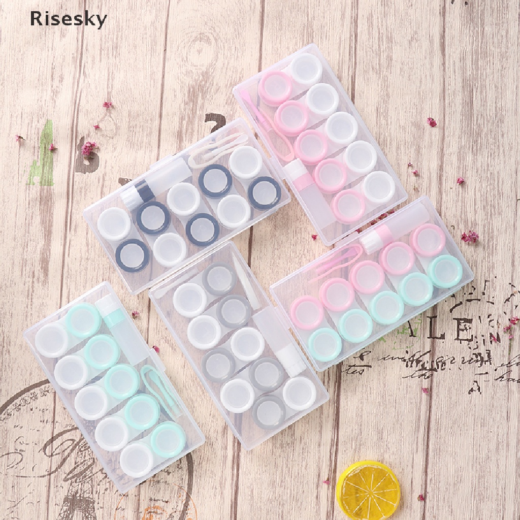 Set 5 Cặp Hộp Đựng Kính Áp Tròng Kèm Chai Và Nhíp Gắp Tiện Dụng