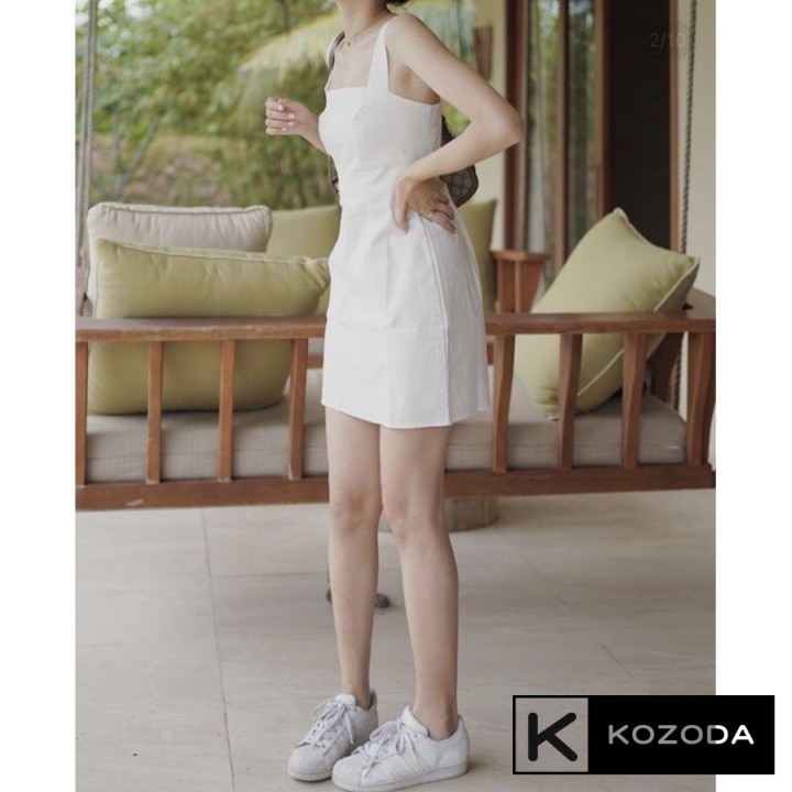 Váy Hai Dây Nữ, Váy 2 Dây Ôm Dáng Lưng Chun Chất Mềm Siêu Trendy màu trắng kem nâu Kozoda D19 | BigBuy360 - bigbuy360.vn