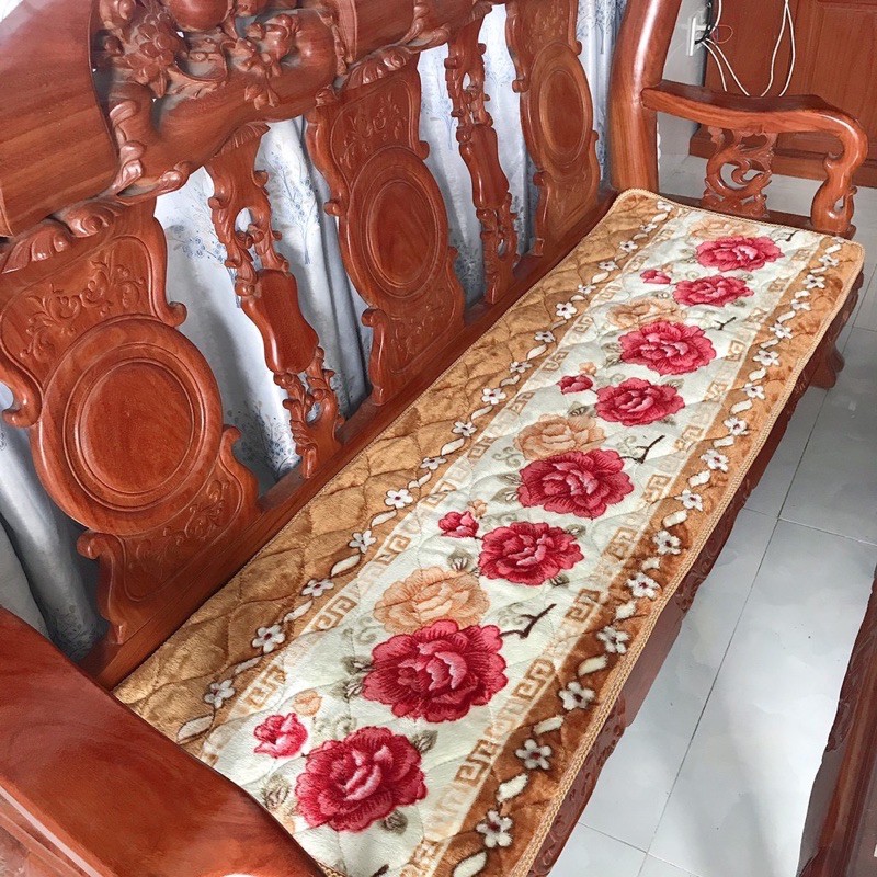Đệm ghế nhung, đệm ghế sofa - thảm ghế gỗ loai 1 nỉ nhung siêu ấm 3 món