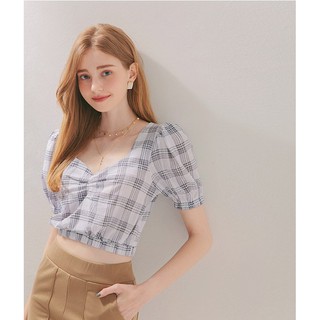 Áo croptop kẻ caro nhún trước nữ Air Space 2020121076
