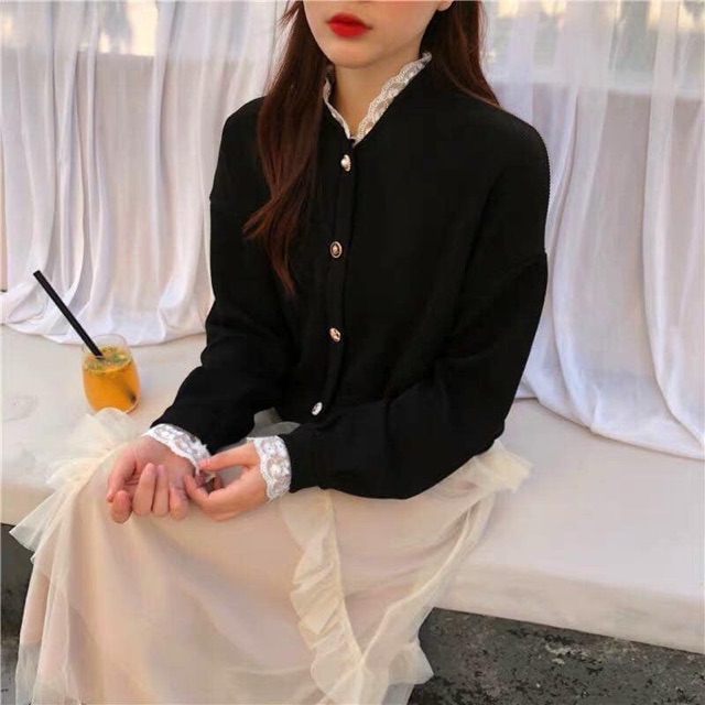 (Có Sẵn) Áo Khoác Len Cadigan Áo Len Viền Ren -loại 1 (có ảnh thật) | BigBuy360 - bigbuy360.vn