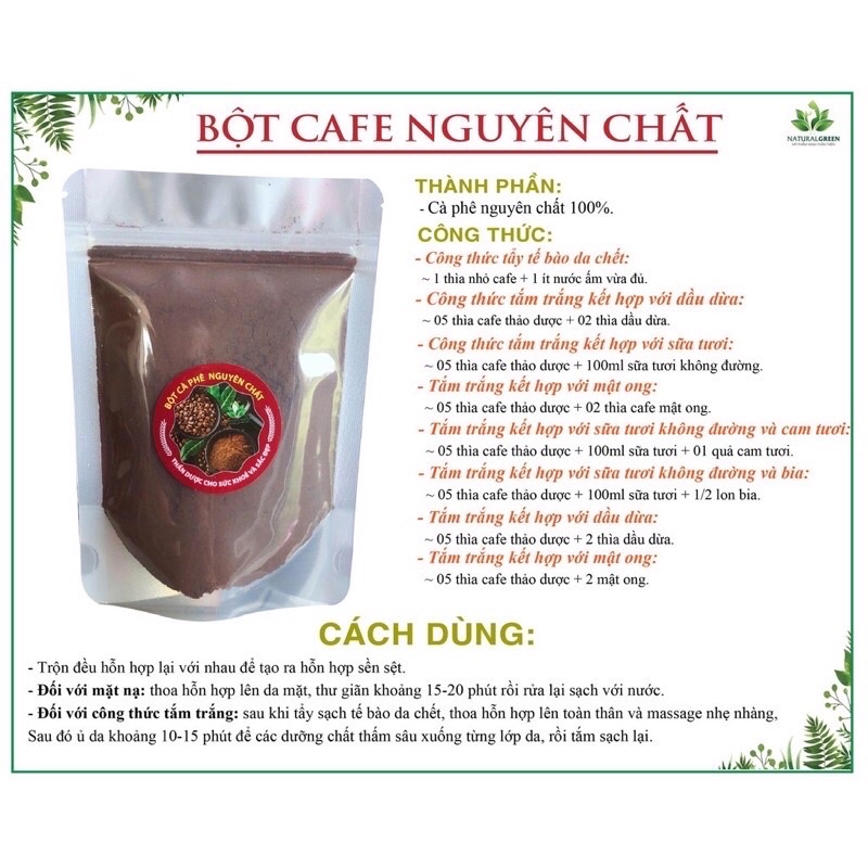 100gr bã cafe tắm trắng, tẩy tế bào chết