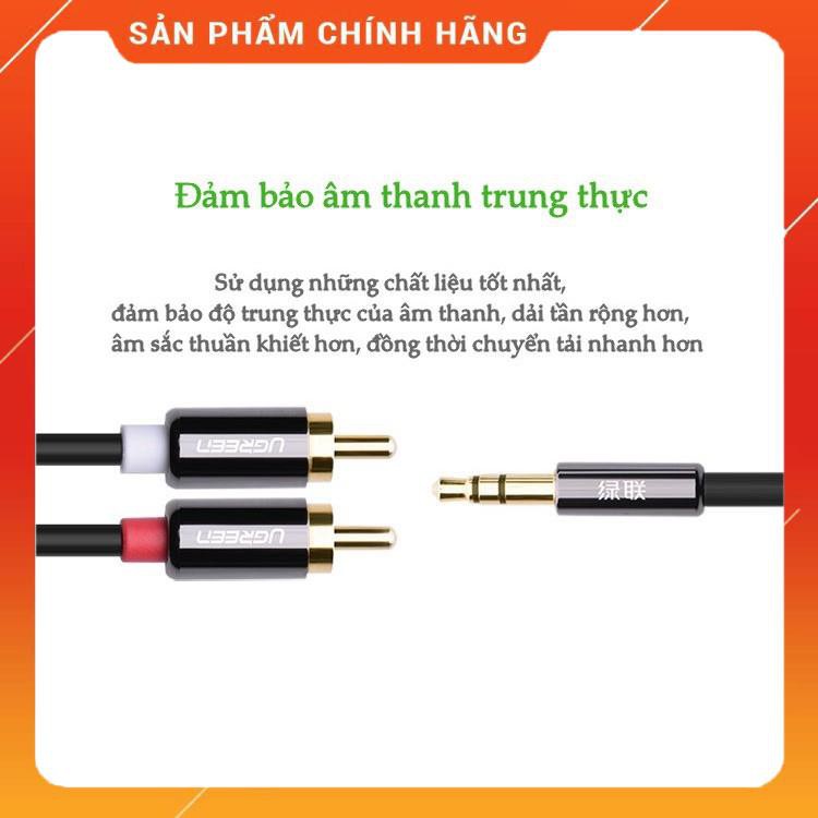 Dây Audio 3,5mm ra 2 đầu RCA Hoa sen UGREEN AV116 Hãng Phân Phối Chính Thức dailyphukien