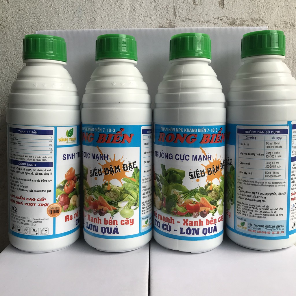 Phân Bón Rong Biển SEAWEED VTS02 Đậm Đặc Chuyên rau màu: dưa chuột, rau ăn lá, cà chua, măng tây, ớt chai 1.000ml