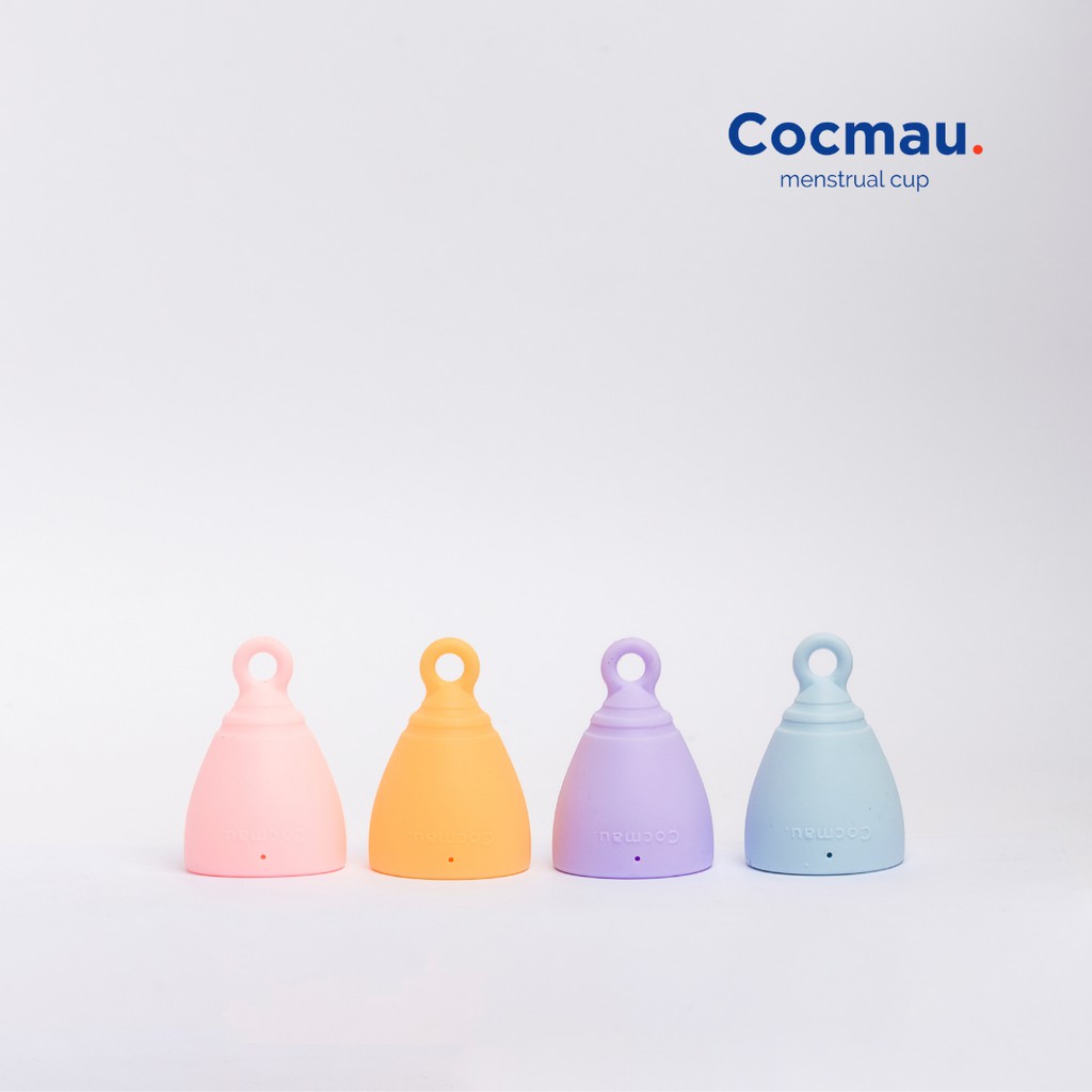 Cốc nguyệt san cải tiến Cocmau - Cuống tròn dễ tháo - Thiết kế vành ẩn nhỏ gọn - 100% silicone y tế - Xanh Pastel
