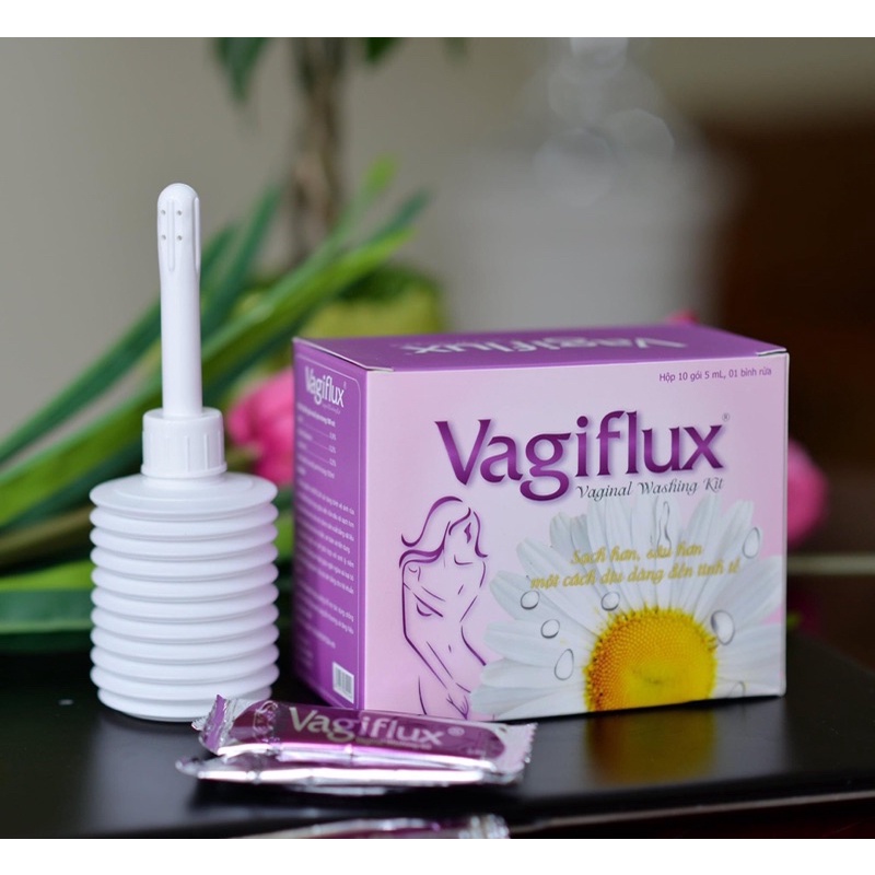 bình rửa vệ sinh phụ nữ VAGIFLUX ( kèm bình rửa và 10 gói dung dịch )
