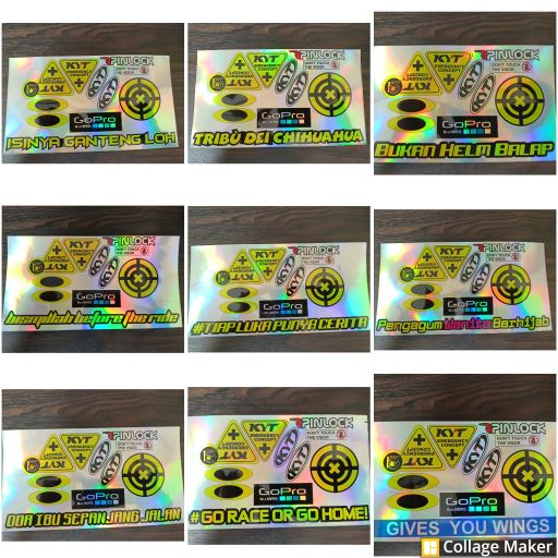 Hình Dán Kính Che Mặt Hologram | Nhãn Dán Mũ Bảo Hiểm Hologram | Bộ Nhãn Dán Mũ Bảo Hiểm Hologram (K.Y.T) | N.h.k | I.nk | Z.e.u.s | N.j.s)
