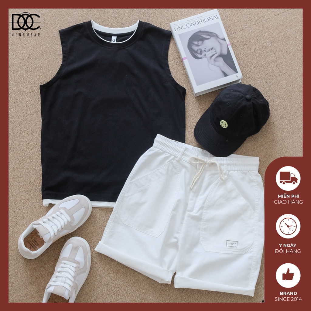 Áo Tanktop nam Độc menswear form rộng cotton bóng rổ phối viền cổ áo, Áo tập gym - ATT178