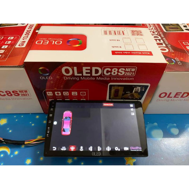 Màn hình android OLED C8S liền cam 360 New theo xe Dmax 2013- 2021 kèm dưỡng và jack zin