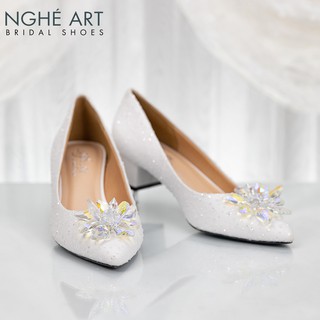 Giày cưới Nghé Art ren kim hoa đá 287