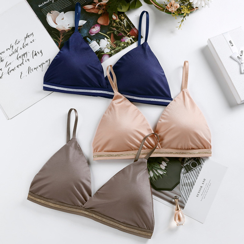 Set quần lót nữ Bộ đồ lót không gọng chất liệu lụa lạnh quyến rũ cho nữ set quần lót S-L