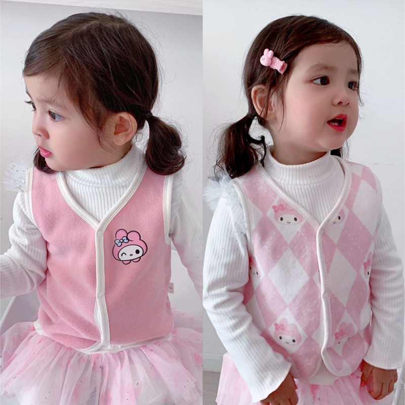 Áo Khoác Lông Cừu Không Tay Thời Trang Thu Đông Dễ Phối Đồ Cho Bé