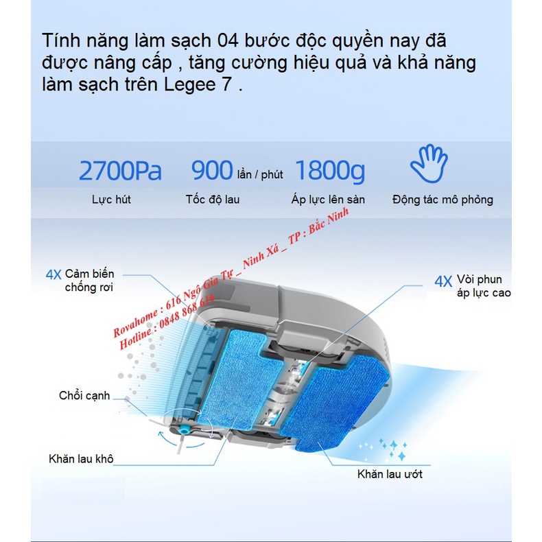 Robot Hút Bụi , Lau nhà HOBOT LEGEE 7  _ Hàng có sẵn + Sale 30%