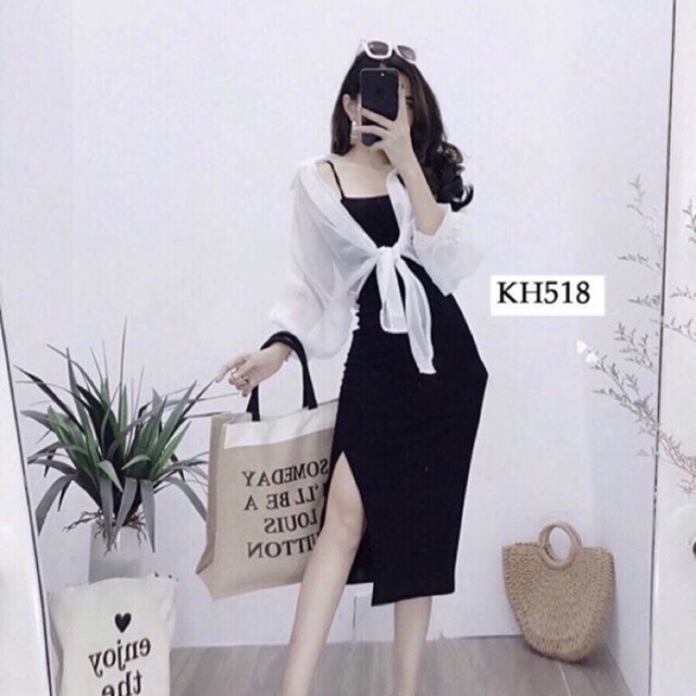 [Mã WASTCOOL giảm 15% tối đa 50K đơn 99K] Set váy kèm áo sơ mi 2in1