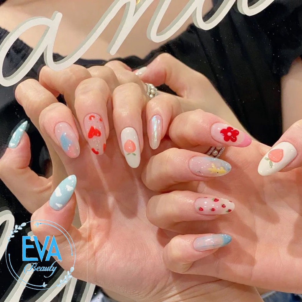 Sticker Dán Móng Tay 3D Dạng Decal Dán Chống Nước Hoạ Tiết Quả Đào Hồng Peach Cute  JO1234