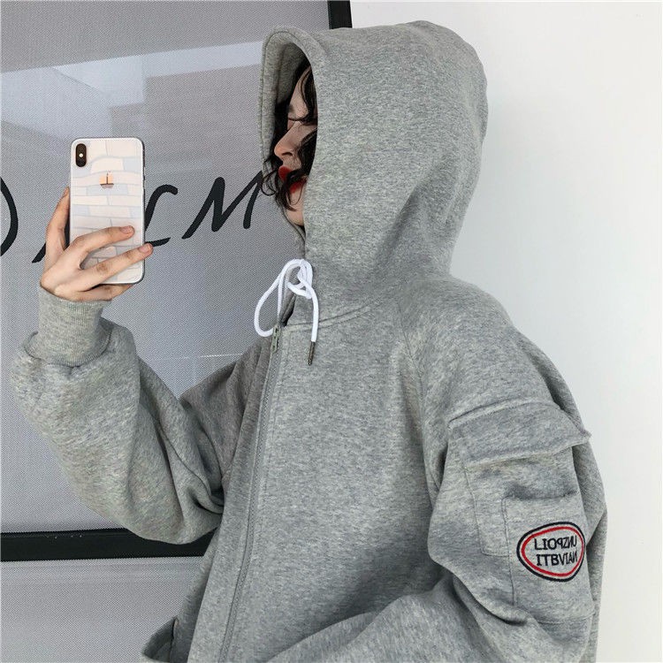 [Mũ 2 lớp] Áo khoác nữ nỉ bông ulzzang dáng rộng cho nữ - Liti shop