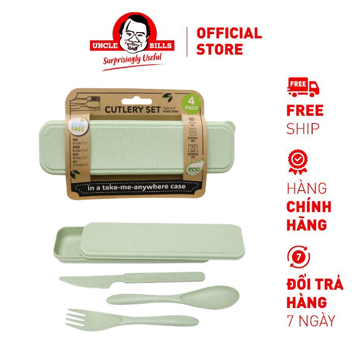 Bộ Hộp Dao Muỗng Nĩa Thân Thiện Môi Trường 3 Cái/Hộp Uncle Bills KT0529