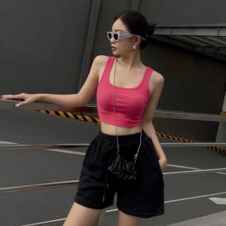 Áo croptop nữ, ba lỗ hai dây bản to TOPTIFY chất thun bo gân co giãn Blow Your Mind Top AC220 | BigBuy360 - bigbuy360.vn