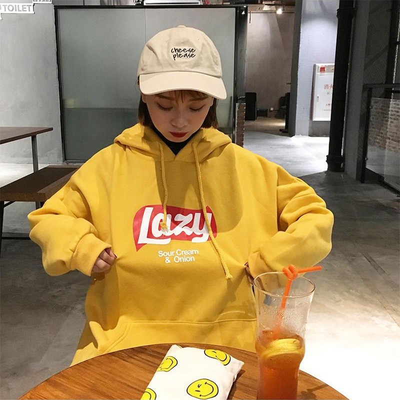 Áo hoodie ulzzang Lazy vải dày