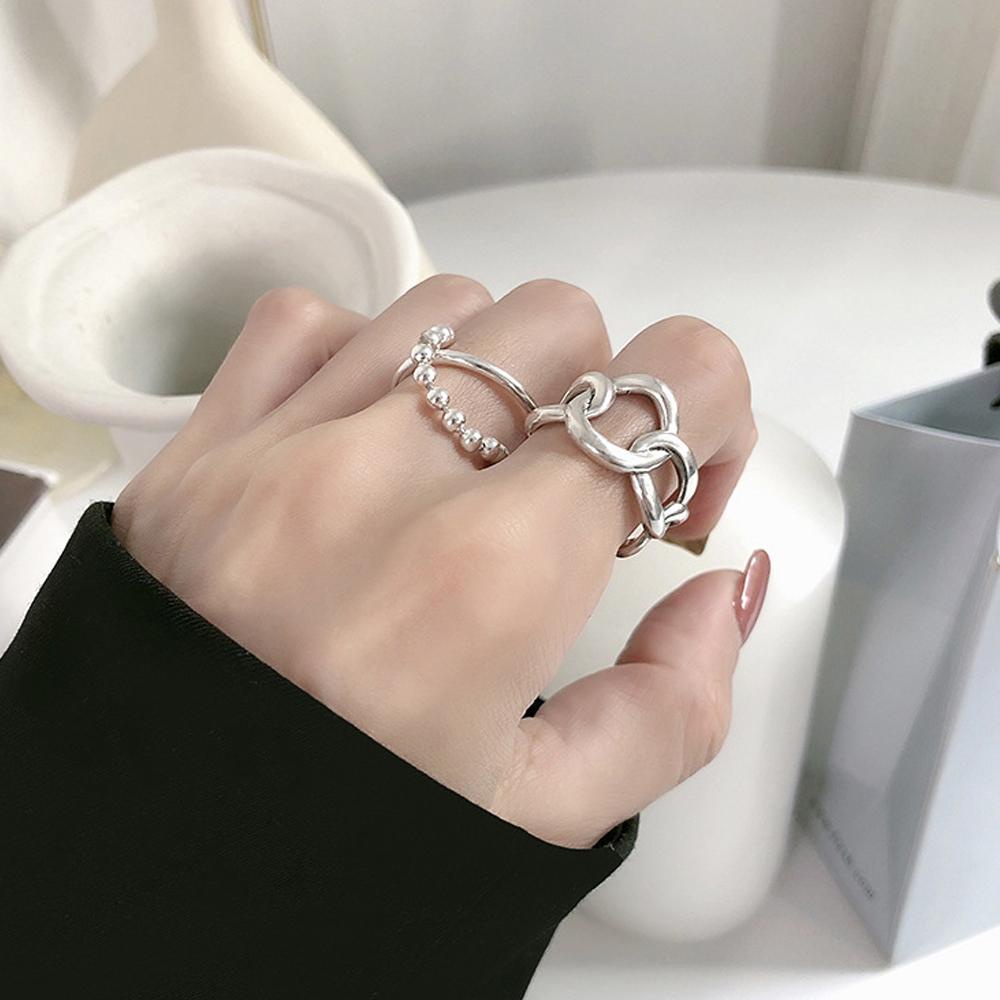 QQMALL Nhẫn Hở Họa Tiết Hình Học Độc Đáo Thời Trang Cho Nữ