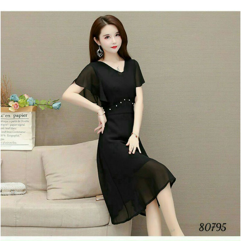 Đầm đen tay cánh tiên đính ngọc💕video + ảnh thật 💕 | BigBuy360 - bigbuy360.vn