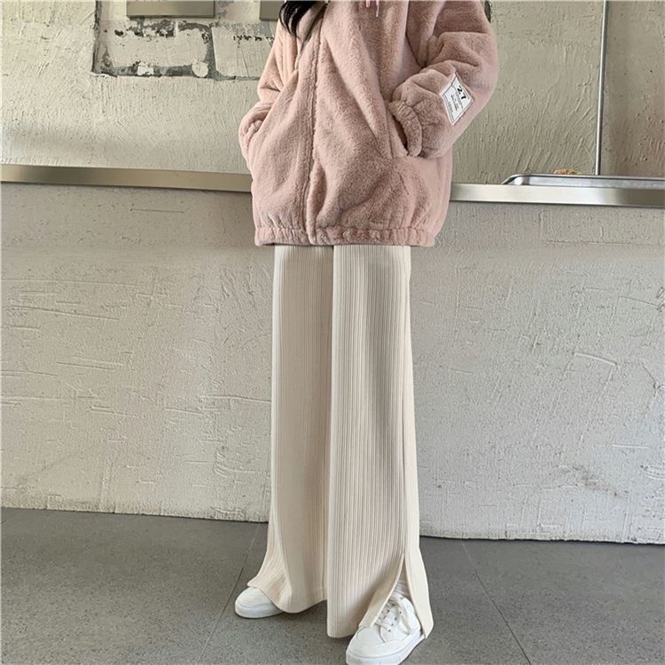 Quần Dài Lưng Cao Ống Rộng Xẻ Tà Phong Cách Mùa Thu Mới Cho Nữ