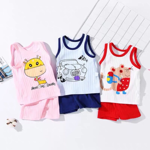 Bộ cotton giấy ba lỗ cho bé trai/ bé gái