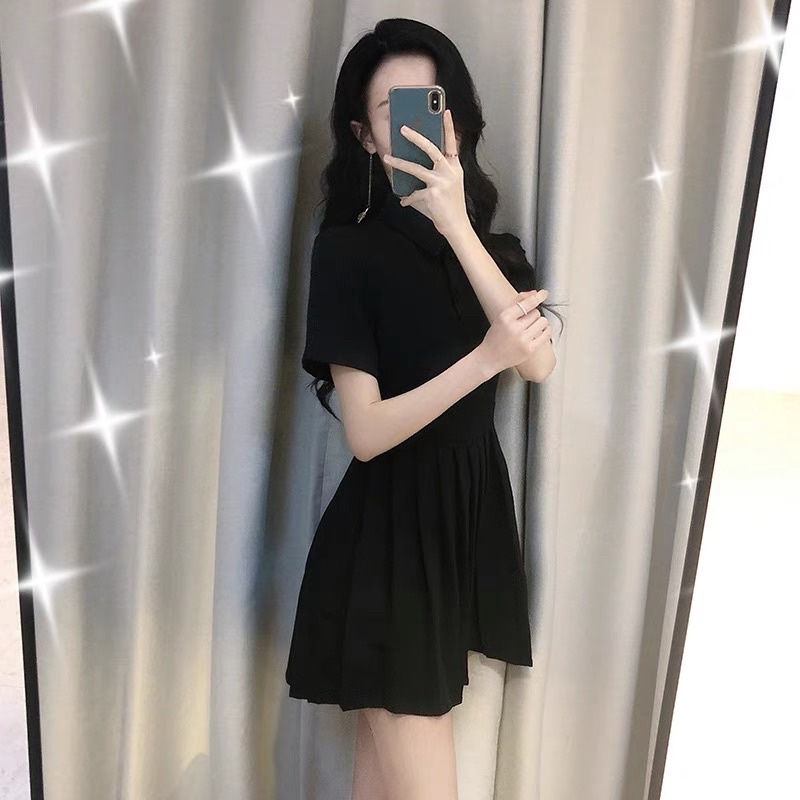 Đầm polo xếp ly màu đen HB D049 | BigBuy360 - bigbuy360.vn