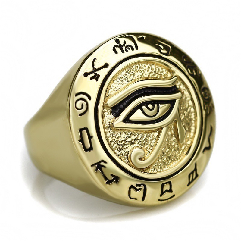 Nhẫn thép titan thời trang nam Nhẫn cổ Amulet Ai Cập cổ đại của mắt Horus