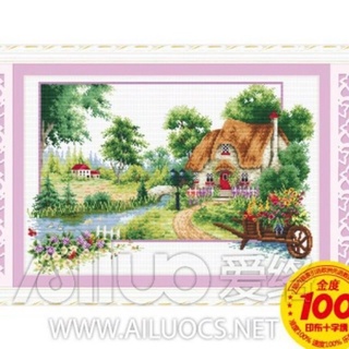 Tranh thêu chữ thập phong cảnh Ngôi nhà 21171 kt 74x50cm