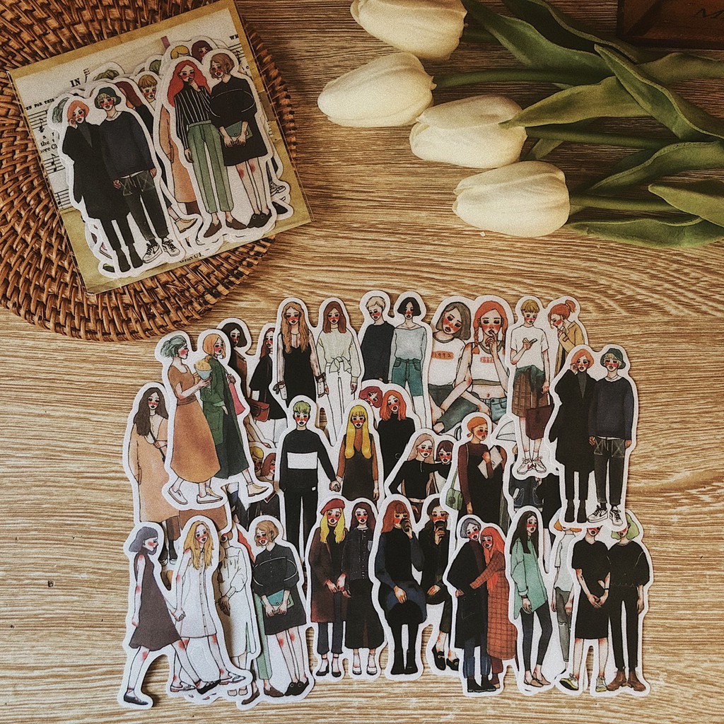 Sticker Trang Trí Cô Gái Cổ Điển Bullet Journal