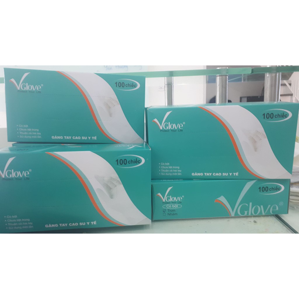 Găng tay Y tế cao cấp Vglove có bột hộp 100 cái ( size S , XS , M )