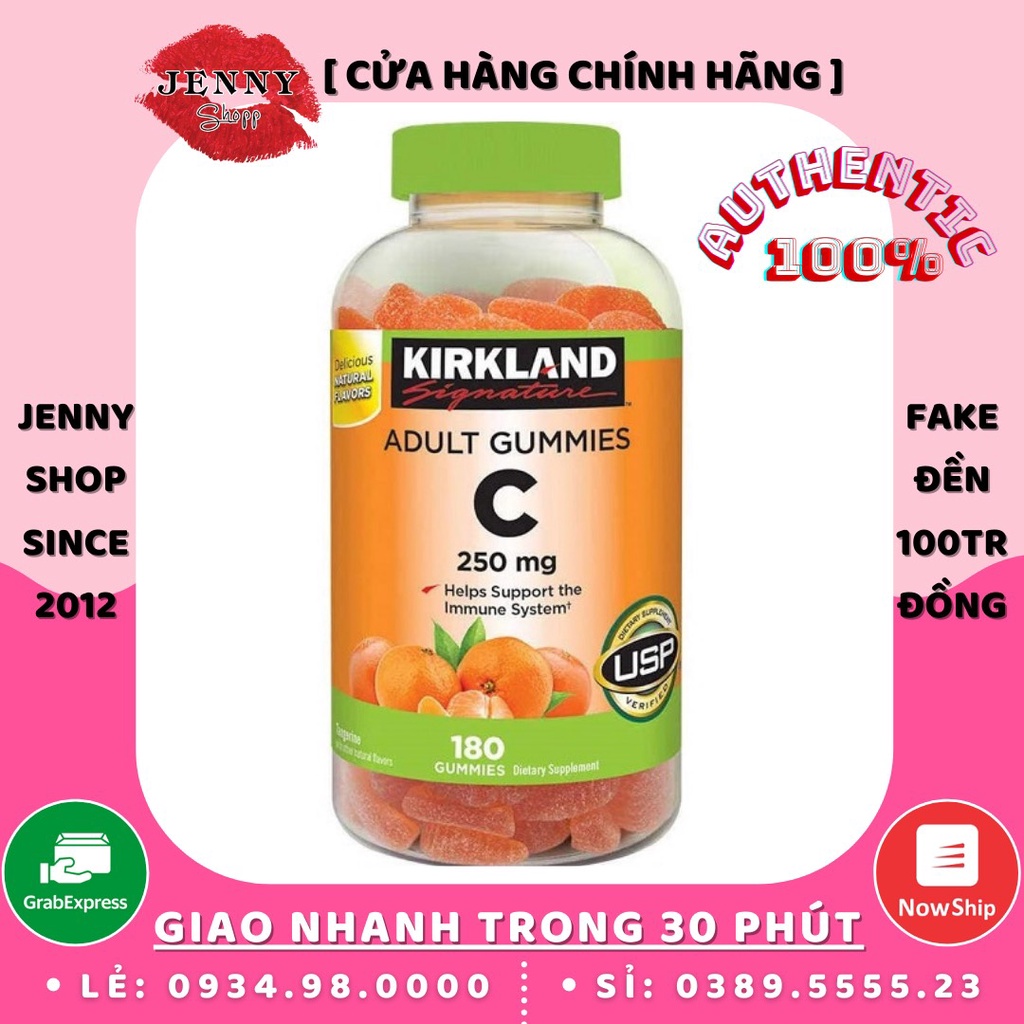 Kẹo Dẻo Bổ Sung Vitamin C Kirkland Adult Gummies C 250mg Hộp 180 Viên