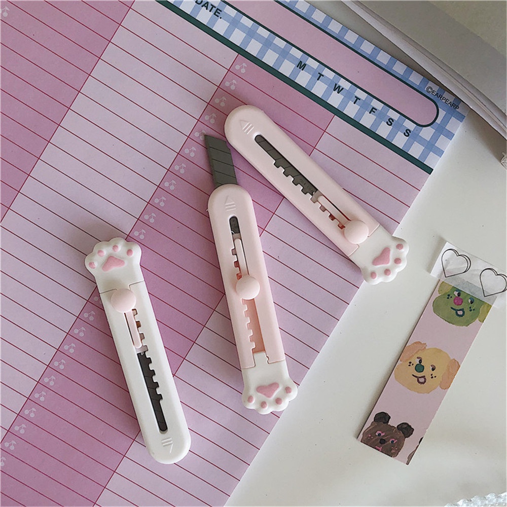 【sweet】1pc students Portable cartoon Mini Cat Claw pattern Utility Knife for Unpacking Envelope Cutting Tool