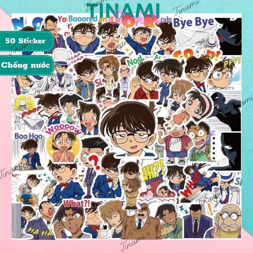 Sticker Conan Thám tử lừng danh dán điện thoại laptop vali mũ bảo hiểm xe máy chống nước