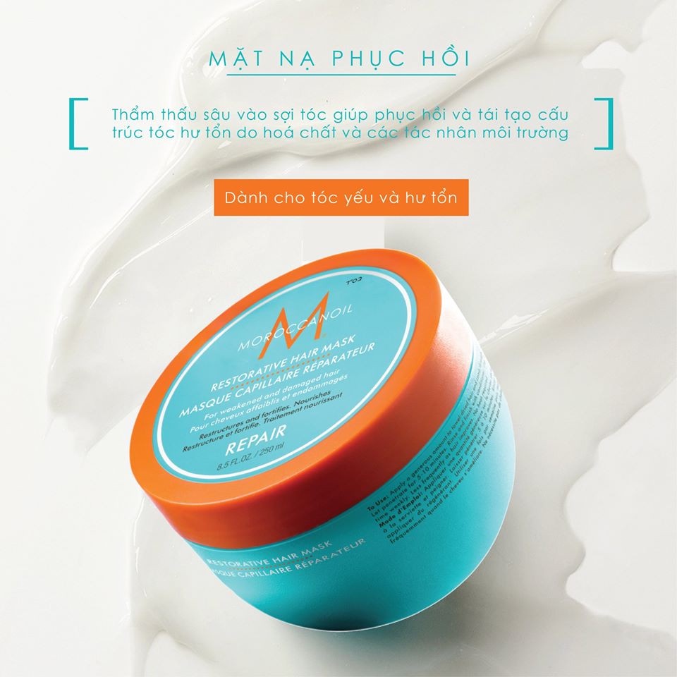 %%Chính hãng_100%%% Hấp dầu (mặt nạ) phục hồi tóc Moroccanoil Repair Mask 250ml ( viền vàng) ( New 2021 )