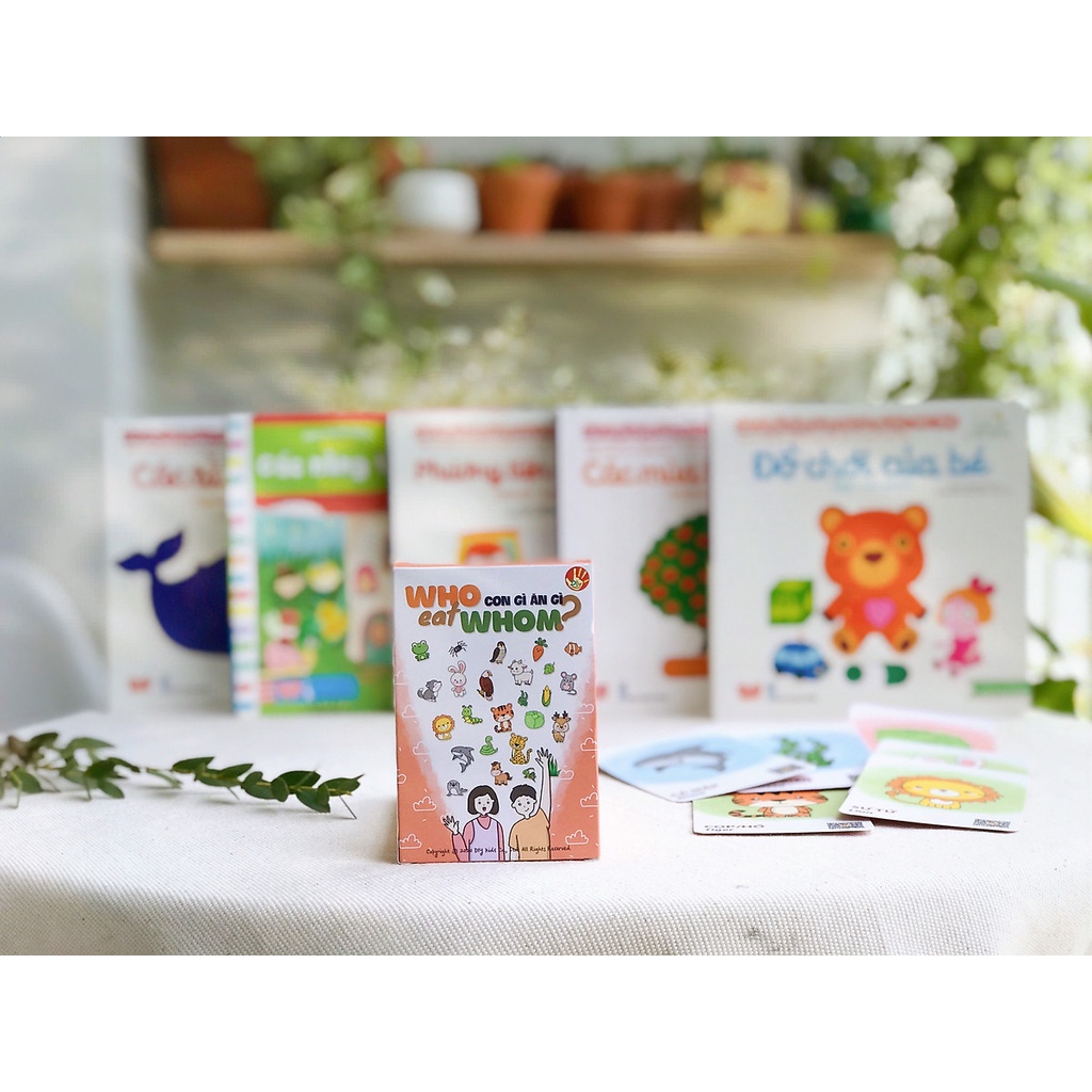BỘ THẺ HÌNH FLASHCARD SONG NGỮ “WHO EAT WHOM?” - “CON GÌ ĂN GÌ?”