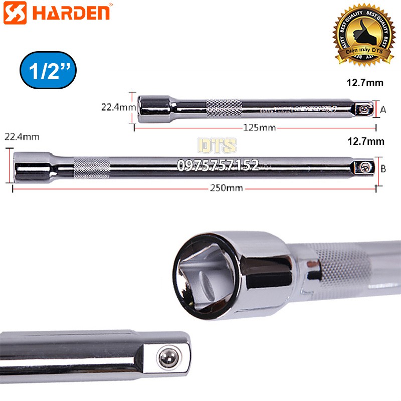 Cần tuýp nối dài khẩu 1/2 inch công nhiệp HARDEN PRO, thanh nối dài khẩu thép cứng CR-V, cần tuýp nối 1/2 cao cấp