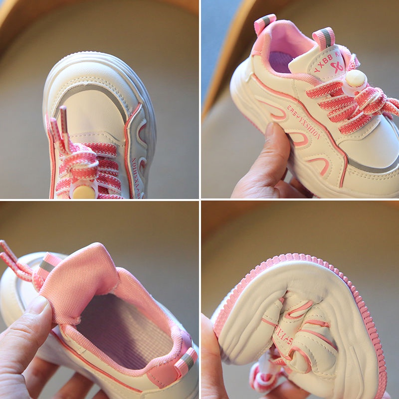 Oeteo Giày Chạy Bộ Đế Bằng Màu Hồng Dễ Thương Cho Bé