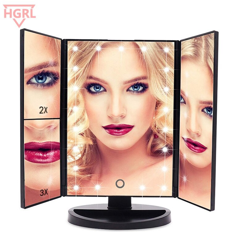 Professional LED Touch Screen Makeup Mirror 22 led 2X/3X Magnifying Mirrors Vani