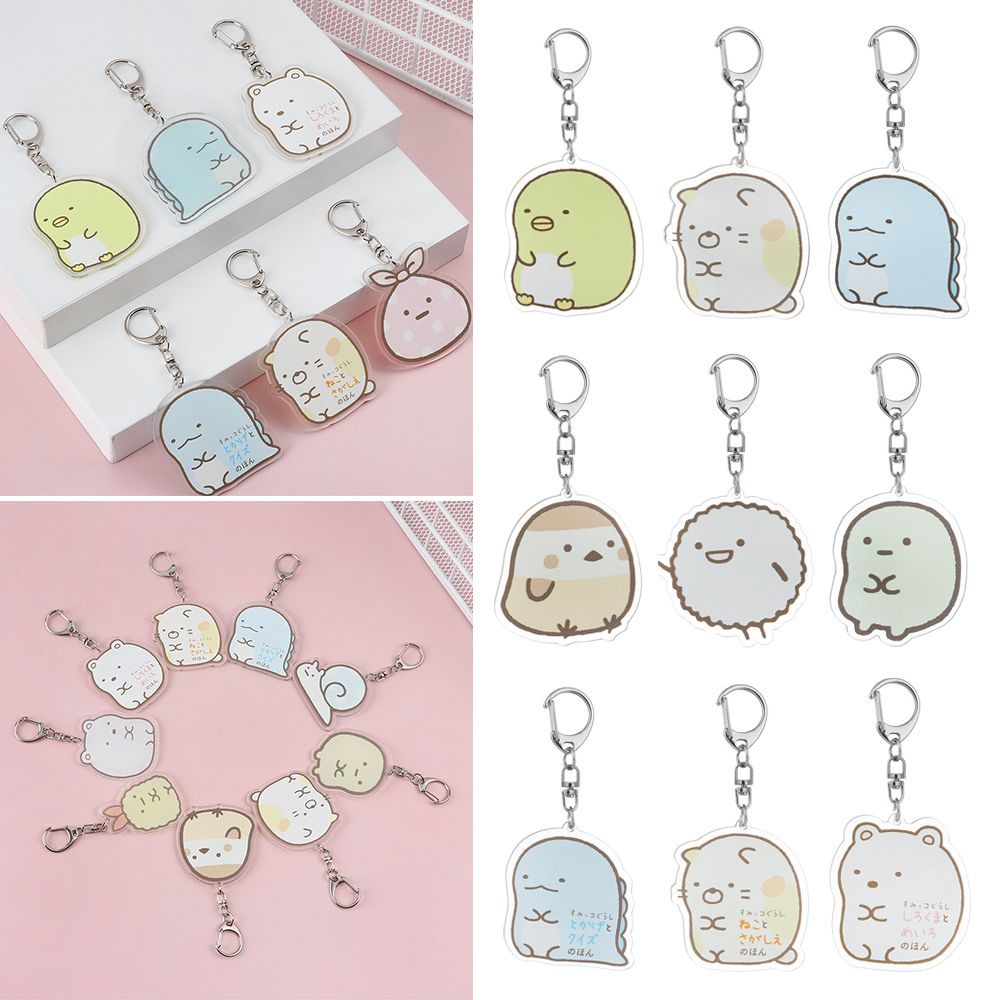 Móc Khóa Hai Mặt Acrylic Trong Suốt Hình Sumikko Gurashi Dễ Thương