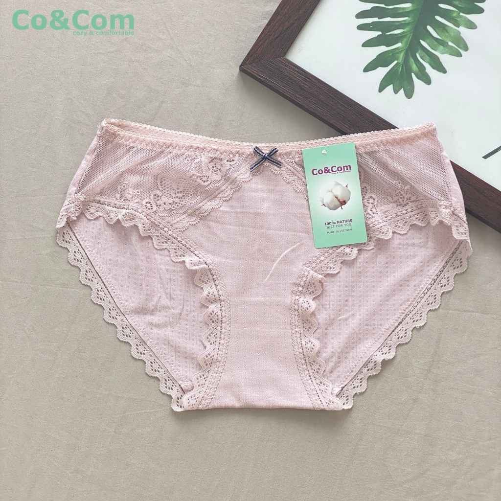Quần Lót Nữ Cotton Phối Ren Nhẹ Nhàng Thoáng Khí Co&Com NO9066 Thông Hơi Kháng Khuẩn Cao Cấp | BigBuy360 - bigbuy360.vn