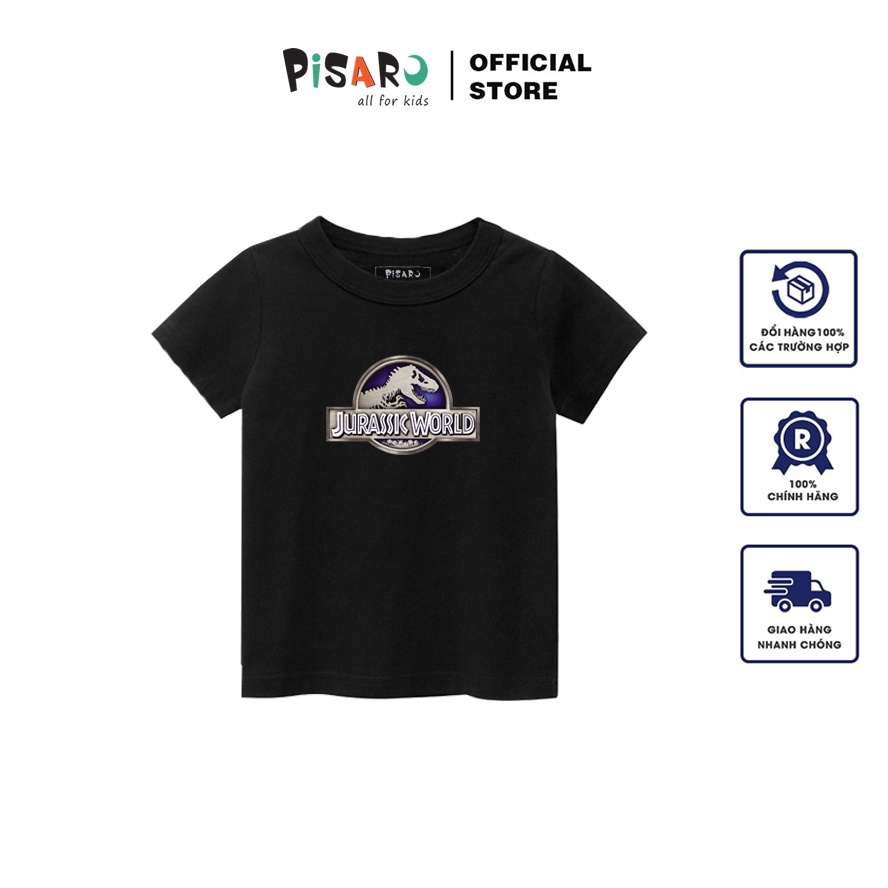 Áo phông ngắn tay cotton PISARO kids cho bé, áo thun cộc tay bé trai bé gái thoáng mát, thấm hút mồ hôi