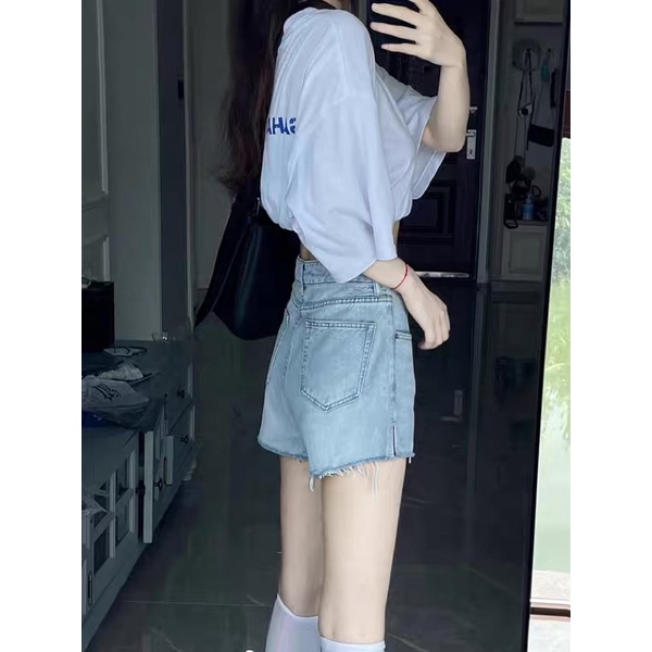 Quần shorts jean xanh