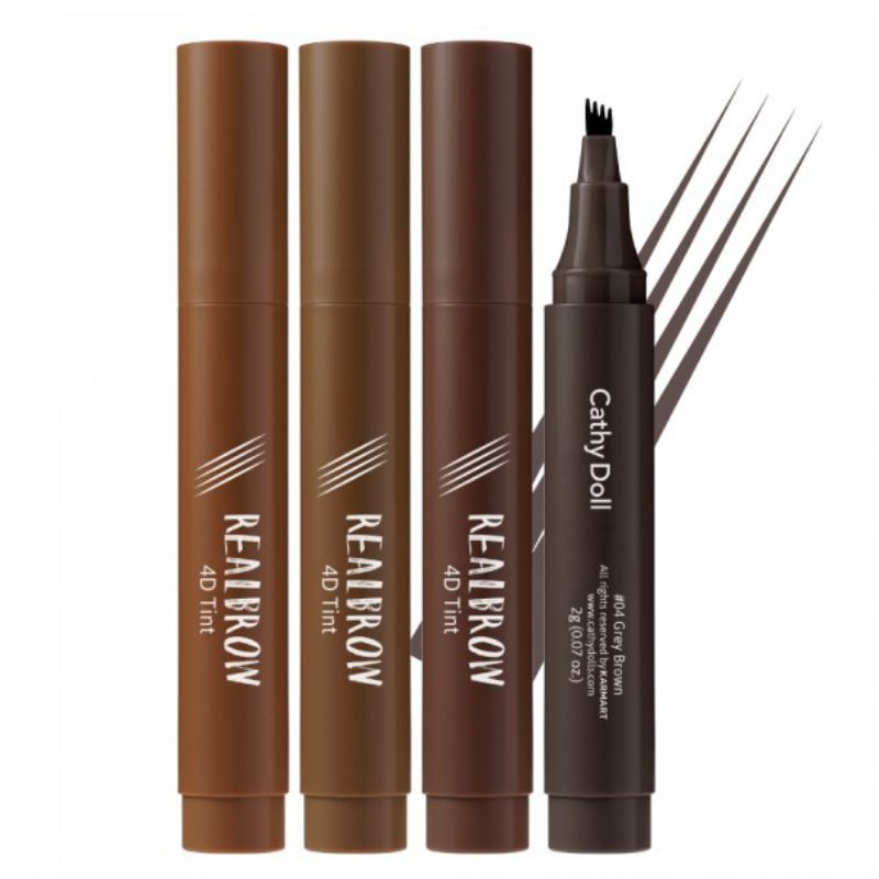 Bút vẽ chân mày phẩy sợi Cathy Doll Real Brow 4D Tint Thái Lan [sẵn 4 màu]