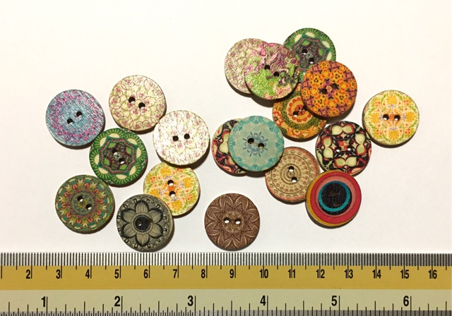 Set 10 Nút Gỗ Vintage Size 15mm, 20mm, 25mm - Phụ kiện trang trí, thêu thùa, may mặc